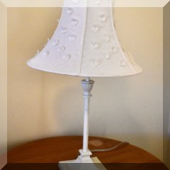 D16. White lamp with flower shade. 24”